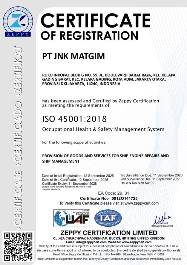 ISO 45001 Certificate